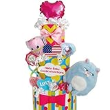 出産祝い　おむつケーキ女の子ディズニーペット　おもちゃ付き3段