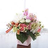 山久 ピンクのバラとラナンキュラスのアレンジ0908-8408【CT触媒加工】【敬老の日】【シルクフラワー】【造花】