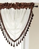 Stylemaster Soho Sheer Waterfall Valance with Faux Silkバンド、フリンジ、47 by 38-inch ブラウン Fiesta-84-ON