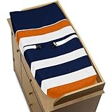 Sweet Jojo Designs Baby Changing Pad Cover for Modern Navy Blue and Orange Stripe Collection [並行輸入品]
