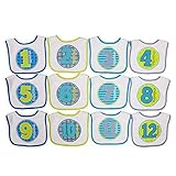 Hamco Boy 12 Pack Monthly Milestone Bib Set by Hamco [並行輸入品]