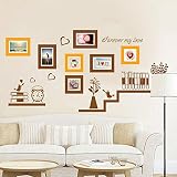 Cartoon Animals Wall Stickers Butterflies Flower Photo Frames Height Measurement Removable Wall Deca