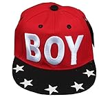 子供用 韓国スタイル 刺繍BOY 通気 春夏の日よけ帽子・ヒップホップ帽子・野球帽子・BBキャップ・ハット・平らつば帽（レッド）