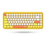 Ajazz 308i ブルートゥース タブレット用キーボード レディース ワイヤレス コンパクト Bluetooth キーボード かわいい タイプライター風 英語配列 (黄色)