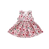 スイカ柄 ワンピース ノースリーブ スカート チュニック チュチュスカート ガールズ 夏 女の子1~3歳 ピンク95cm