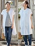 Angeliebe エンジェリーベ マタニティ ワンピース 授乳しやすい コットン ボイル ギャザー シャツ ワンピ 妊婦服 産前 産後 半袖 フリー ホワイト 21999 21999100