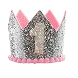 Huele Baby Girl最初誕生日帽子プリンセスクラウンヘッドバンドパーティー用品