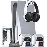 ElecGear PS5 Cooling and Charging Stand, Dual Controller Charger Dock with Cooling Fan, Vertical Storage Bracket for Games Bl