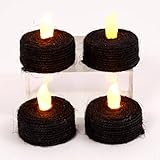 Gerson 41039 – ブラックロープラップ電池式LEDティーライトとタイマー( 4パック)