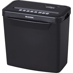 アイリスオーヤマ シュレッダー 家庭用 細断枚数5枚 クロスカット ホチキス対応 連続使用2分 ダストボックス8.7L A4/80枚収容 コンパクト P5GCX ブラック