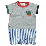 《夏対応》SHORH KID'S(ショーキッズ) 天竺サボテンAP付き切替カバーオール 70cm/杢グレー NO.SD-71072