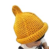 Plus Nao(プラスナオ) 子供用 ニット帽 とんがりニット帽 とんがり帽子 毛糸の帽子 ざっくり編み ニットキャップ キッズ ジュニア 男の子 女の子 冬帽子 - グレー