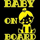 14色 BABY ON BOARD GIRL LINE ステッカー【BABY IN CAR 女の子 ライン】 (イエロー)