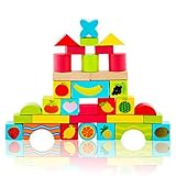 夢おり屋　果物　積み木 木製　フルーツつみき　ブロック やわらかい積み木 33ピース おもちゃ ぶろっく 多色 知育 玩具 子供ブロック やわらかつみき ブロック ソフト 男の子 おもちゃ 女の子 贈