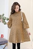 『Vision』マタニティウェア 服 　春夏秋 　 マタニティ 長袖　 ワンピース 妊婦服　 P063 (M, B)
