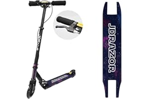 JD RAZOR MS-205R-B キックボード キックスターター ハンドブレーキ付 光る LEDホイール 高さ調整可能 大人用 子供用 プレゼント 持ち運び便利 折り畳み式 耐荷重90㎏