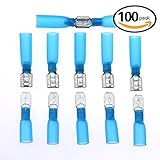 Glarks 100pcs 16-14 Gauge Nylon Heat Shrink Waterproof Female Male Semi Insulated Spade Electrical I