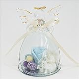 パラボッセオリジナル 天使型プリザ エンジェル ブルー クリアケース入 横幅11cmx11cmx高さ13cm preserved flowers in glass