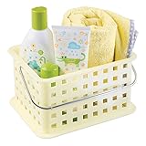 mDesign Baby Nursery Storage Basket for Diapers, Wipes, Lotion, Stuffed Animals - Small, Lemon Yello