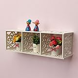 Lykosウッドプラスティックボード3つLattices Carvedオーバーヘッドストレージラックホワイト