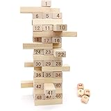 バランスゲーム 木製 積み木 ドミノ ブロック 立体パズル アンバランス 大人から子供まで楽しめる 数字あり 51PCS