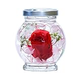 ハーバリウム 誕生日 記念日 結婚祝い 贈り物 ギフト ミニポットタイプ 全10色 ギフトバッグ付 いけばな嵯峨御流師範監修 手作り (ローズレッド)