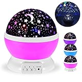 [Dokpav]お部屋をロマンティックルームになる! スタープロジェクター LEDライト 360°回転灯星空投影 USB 電池 兼用 (ピンク)