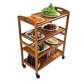 PENGFEI 無垢材 キッチン収納りキッチンラック収納棚用マイクロ波棚 オーブンラック 食堂車 多機能 野菜 ブラケット プーリー付き 竹 2/3/4階、 2サイズ ( 色 : 4Layers )