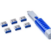 Smart Keeper USB Port Locks Basic Set - 6 Locks With 1 Key, Dark Blue, Security Locks For Computers & Devices