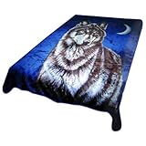 Wolf Bust Heavy Weight 3.2kg (7lbs) Acrylic Mink Blanket by Regal Comfort