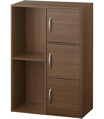 Amazon｜マルチラック 鍵付き扉 60cm幅 カラーボックス ウオールナット