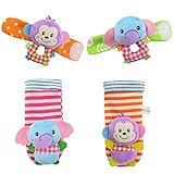 4本のセット腕時計0~12ヶ月の赤ちゃんのための靴ソックス (Elephant Monkey)