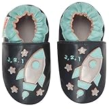 モモ ベビー 乳児/幼児用ロケット デザイン ソフト ソール レザー シューズ ネイビー 18-24 ヶ月/米国幼児用サイズ6-7 M (インポート)