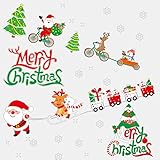 PAMASE　２枚セット メリークリスマス ウォールステッカー　ツリー ステッカー　サンタクロース　雪片　雪だるま　 壁紙 シール　装飾　飾り 　インテリア 特大サイズ