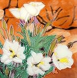 ホワイト花装飾セラミック壁アートタイル6 x 6