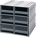 Quantum Interlocking Gray Storage Cabinet with 6 Gray Drawers, 11.38-Inch by 11-3/4-Inch by 11-Inch 