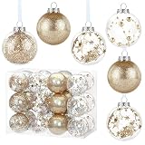 Kesote クリスマスツリー オーナメント ボール 飾り 24個セット 6cm クリスマスボール クリスマス オーナメント 飾り 装飾 飾り付け デコレーション オシャレ 豪華 ローズゴールド 北欧 透明