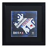 Trademark Fine Art ALI1255-B1616BMF Texas License plate Map Wall Decor by Design Turnpike Black Matt