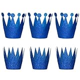 NUOLUX誕生日クラウン帽子パーティー帽子プリンセスPrince Crowns for Kids、6pcs 6.5 x 10 cm ブルー KQ605WEO7536Q18XN2