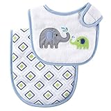 Luvable Friends Bib and Burp Cloth Set, Blue Elephant by Luvable Friends [並行輸入品]