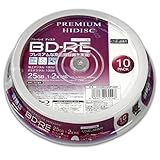 ハイグレードメディア PREMIUM HIDISC BD-RE くり返し録画 2倍速 25GB 10枚 スピンドルケース ホワイトワイドプリンタブル インクジェットプリンタ対応