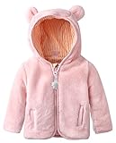 (ラボーグ)La Vogue ベビー コート 暖かい ジャケット 熊 フード付き ジッパー もこもこ 可愛い 保温 柔らかい パーカー 動物ぬいぐるみ キッズ 70 ピンク