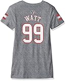 NFL Girls 7 – 16 j。j。Watt Houston TexansメインストライプVネックName & Number半袖Tシャツ、Large /（14）、ヘザーグレー