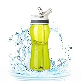 AceCamp ストローボトル 米国のトライタン材料 BPAフリー 女性向き スポーツ 水筒 600ml、ブルー