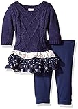 Blueberi Boulevard Baby Girls' Sweater Tiered Legging Set Navy 6/9 Months [並行輸入品]