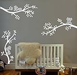 LUCKKYY Three Koalas tree Branches Wall Decal Wall Sticker Baby Nursery Decor Kids Room (White) [並行輸