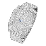 Charles Raymond キラキラ光るビギー スクエア ヒップホップ アイスアウトウォッチ クリスタルウォッチ 0513Sq, ブルーキューバ, 8 inches, 0513Sq (ブルーキューバン)