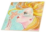ローラ・J・Holman Art Ocean Mermaid withヒトデ – ソフトパステルOcean Mermaid with流れる髪Gets a KissからSweetヒトデ – タイル 6-