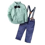 (ビッグエレファント) Big Elephant サスペンダーシャツ＆ ズボン パンツ 上下セッ 襟付き 3枚セット セットアップ タータンチェック 男の子 3-24ヶ月 H03 (18-24ヶ月, 