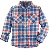 OSHKOSH(オシュコシュ) クリンクルプラッドボタンフロントトップ トップス長袖シャツ 7歳【並行輸入】